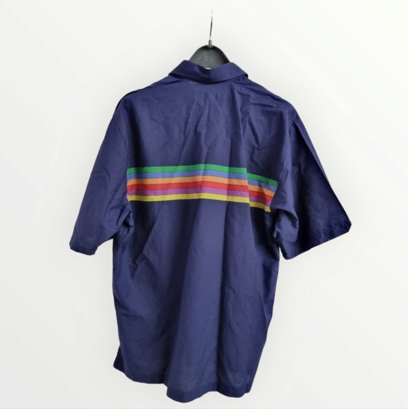 90s Ben Sherman navy/striped Multicoloured Cotton shirt sz large - Picture 2 of 6